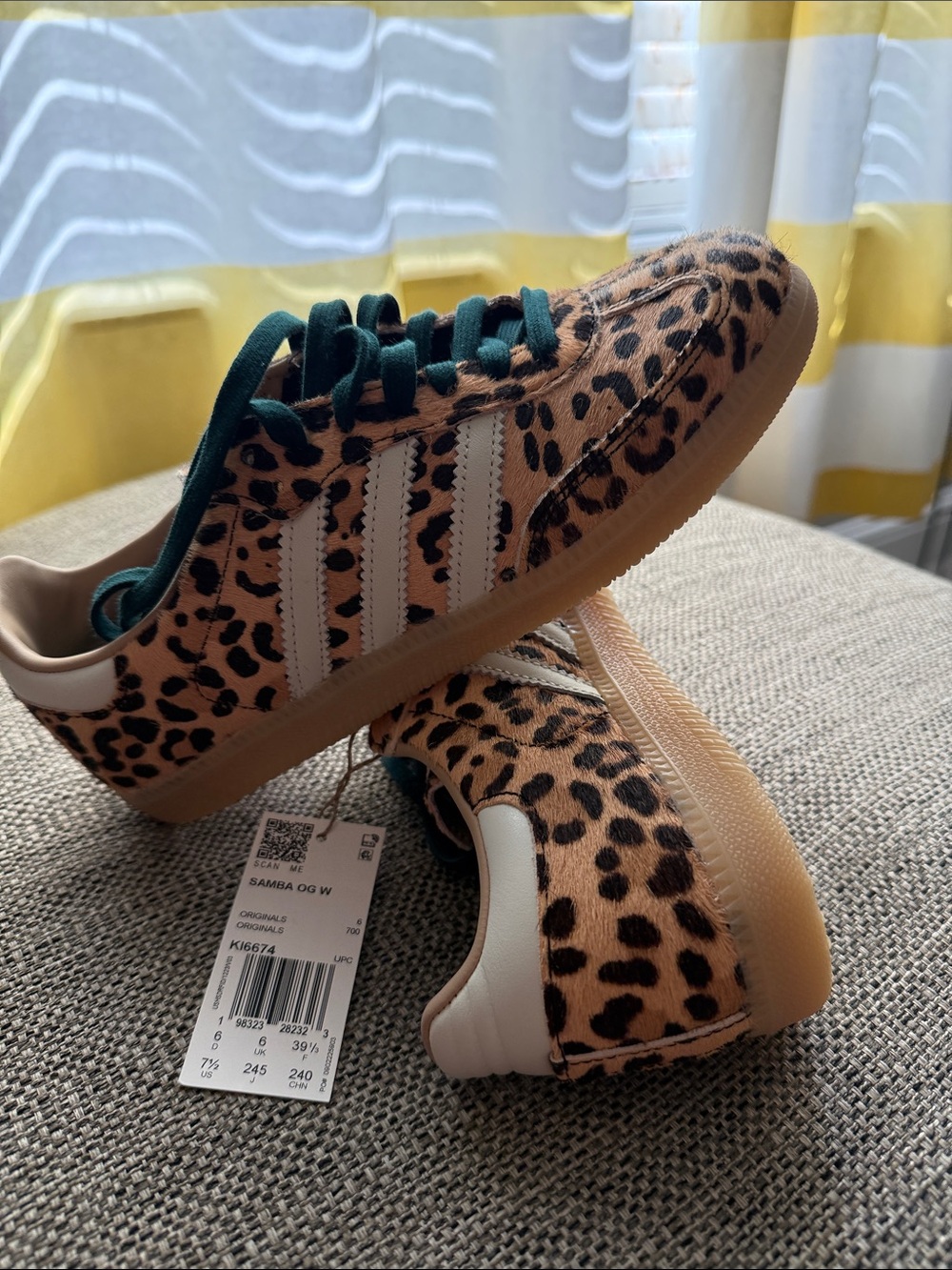 adidas Leopard-Print Sneakers with Dark Green Laces